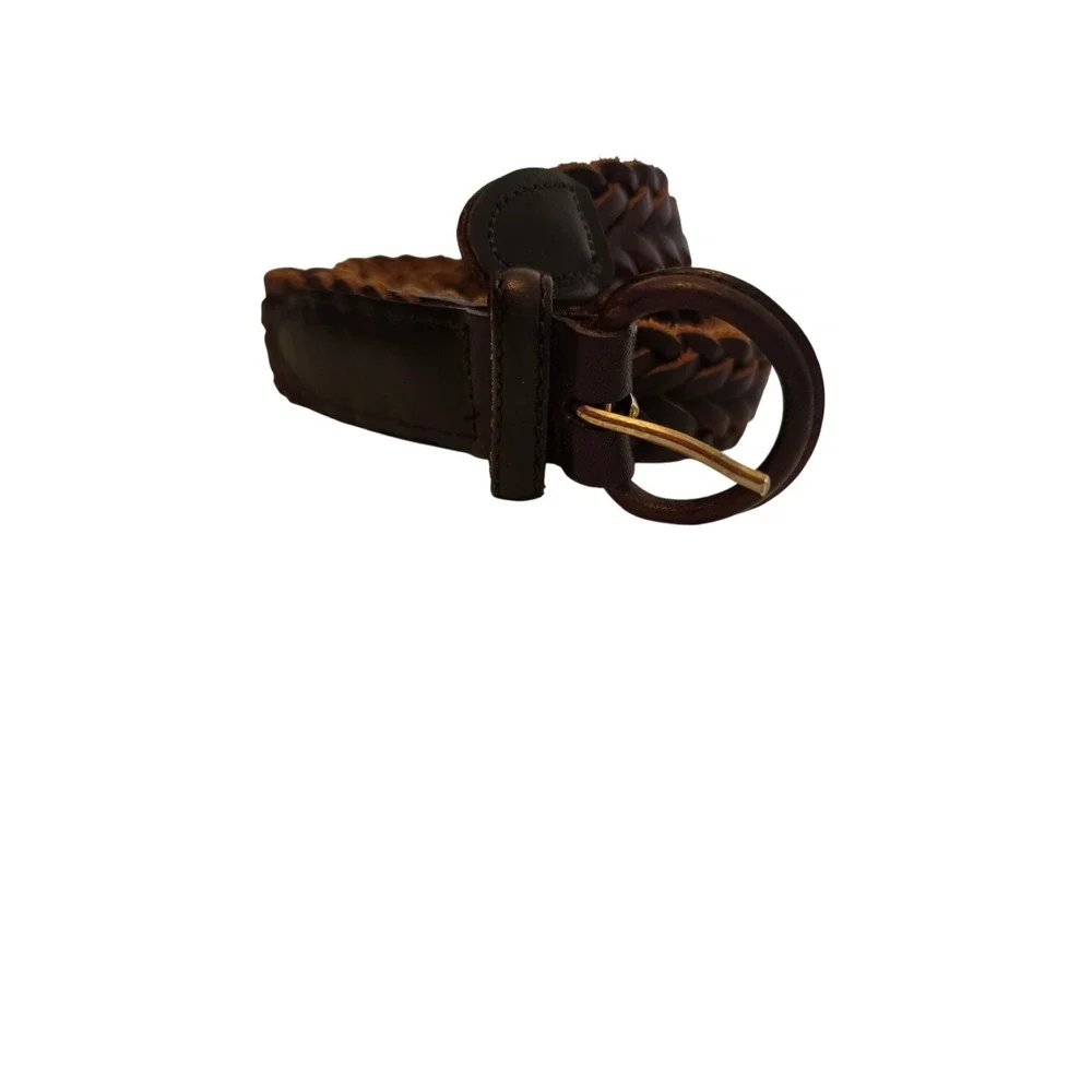 Dockers Mens Braided Leather Belt Brown Woven Adjustable Size 36/90 2337